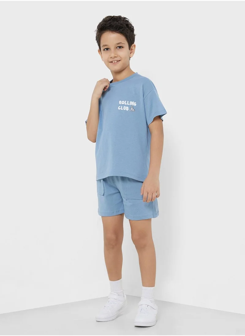 JUNE Kids Slogan Crew Neck T-Shirt