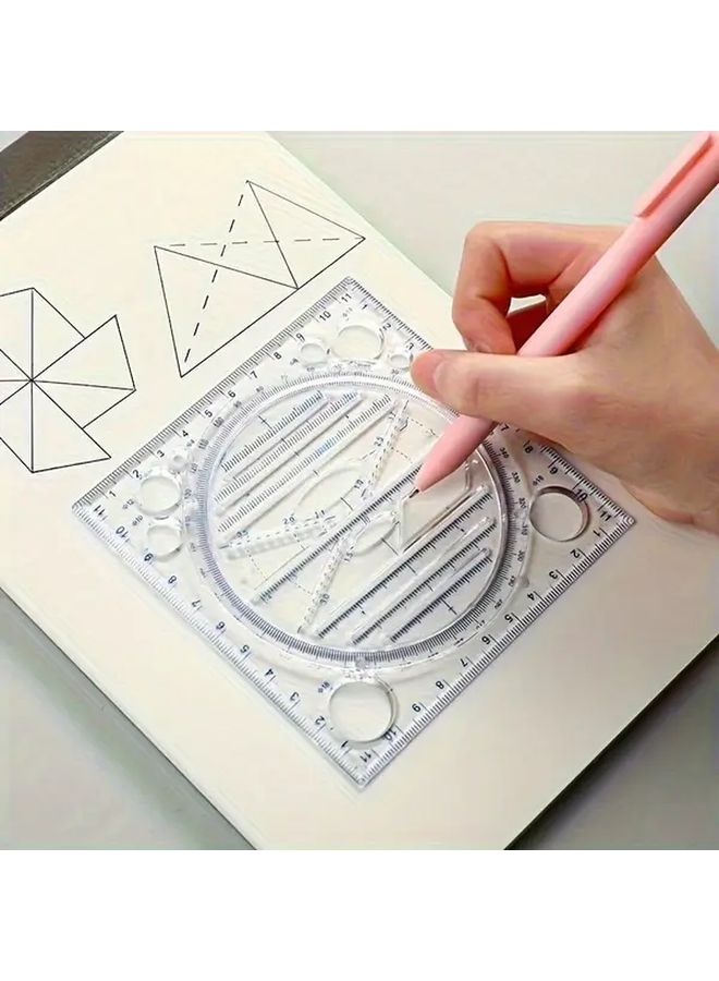 مسطرة دوارة سوداء متعددة الوظائف بقاعدة 360 درجة لأداة القياس الدقيق للدوائر والقطع الناقص والأشكال الهندسية - Image 3