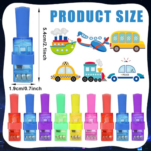 Oitnlaughter 36PCS Transportation LED Finger Lights Traffic Party Favors Glow in the Dark Light Up Finger Lights Traffic Car Themed Toys Bulk for Birthday Party Goodie Bag Stuffer Birthday Gifts Classroom Prize - Image 5
