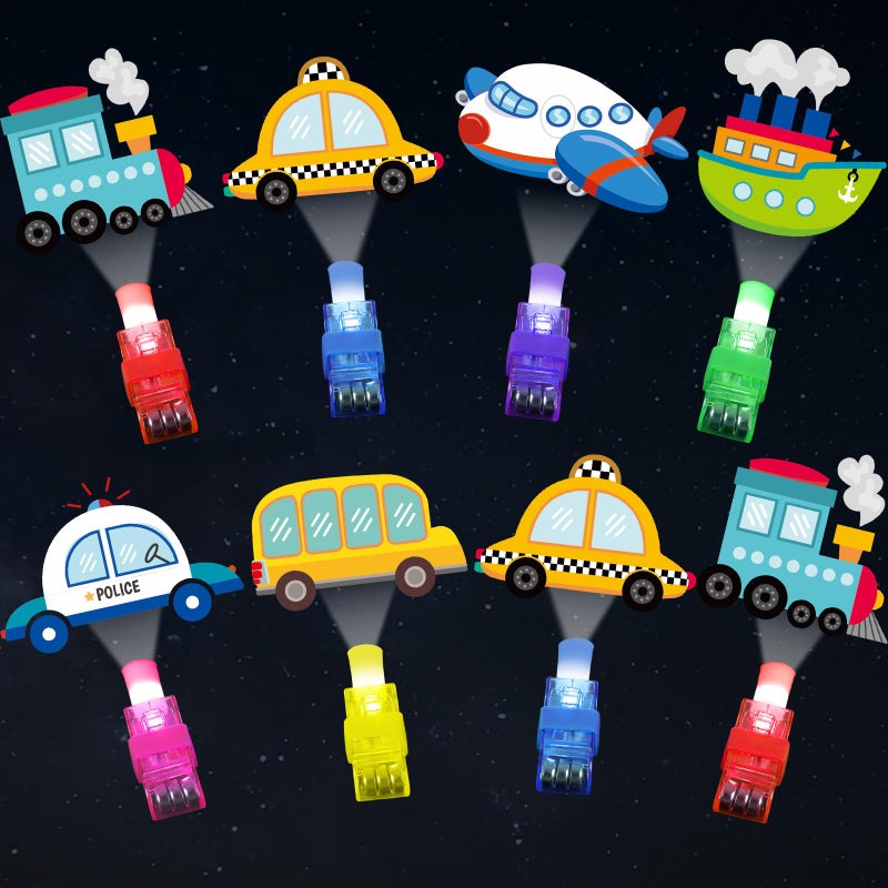 Oitnlaughter 36PCS Transportation LED Finger Lights Traffic Party Favors Glow in the Dark Light Up Finger Lights Traffic Car Themed Toys Bulk for Birthday Party Goodie Bag Stuffer Birthday Gifts Classroom Prize - Image 3