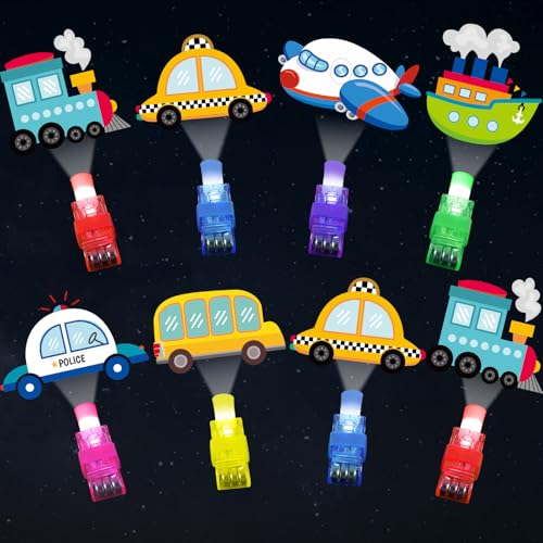Oitnlaughter 36PCS Transportation LED Finger Lights Traffic Party Favors Glow in the Dark Light Up Finger Lights Traffic Car Themed Toys Bulk for Birthday Party Goodie Bag Stuffer Birthday Gifts Classroom Prize - Image 1