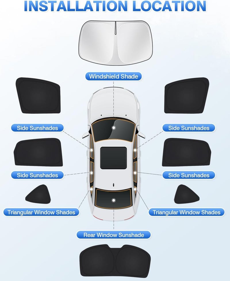 XICEN Windshield visor for Mazda CX-5 2017-2023 Full Window Visor kit Side window visor to keep vehicle cool Black 8 set - Image 3