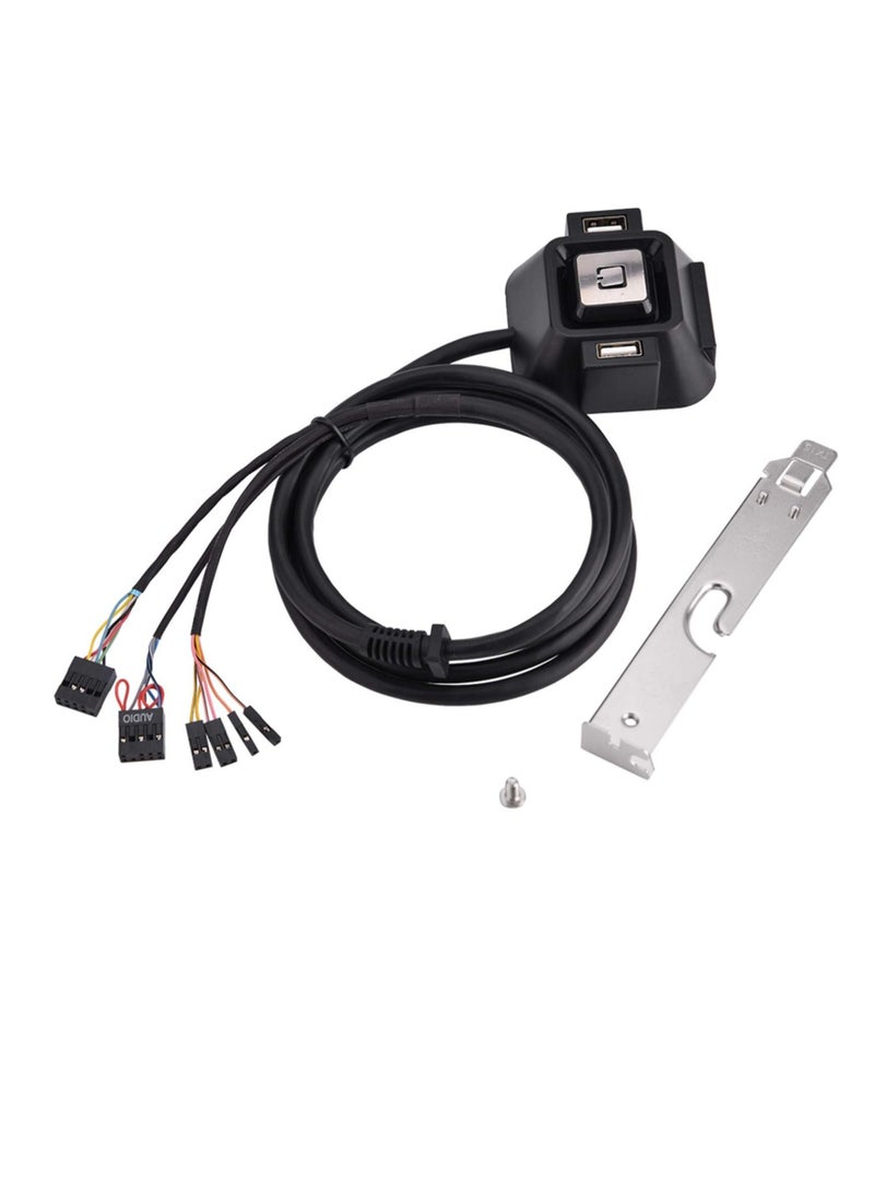 KASTWAVE Desktop Computer Power Switch Power Supply Cable, Dual USB Port Power Reset Button with Audio and Microphone Port Power Button Extension Cable 47.24inch Length for Desktop PC Case - Image 1