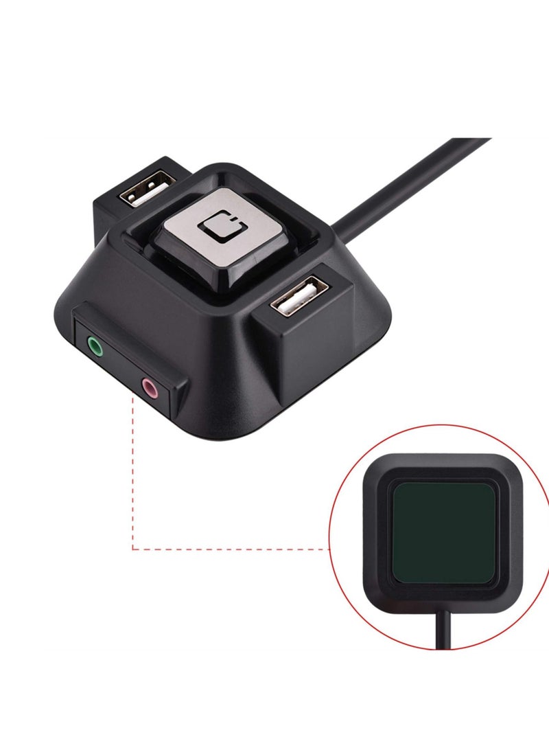 KASTWAVE Desktop Computer Power Switch Power Supply Cable, Dual USB Port Power Reset Button with Audio and Microphone Port Power Button Extension Cable 47.24inch Length for Desktop PC Case - Image 3