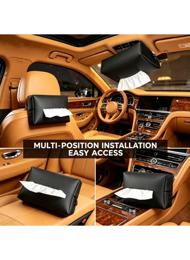 Car Tissue Holder, Car Armrest Box Tissue Holder, PU Leather Backseat Tissue Case Holder for Vehicle,Binding Napkin Paper Box,Automotive Interiorbeige（18cm*12cm*7.5cm） - Image 3