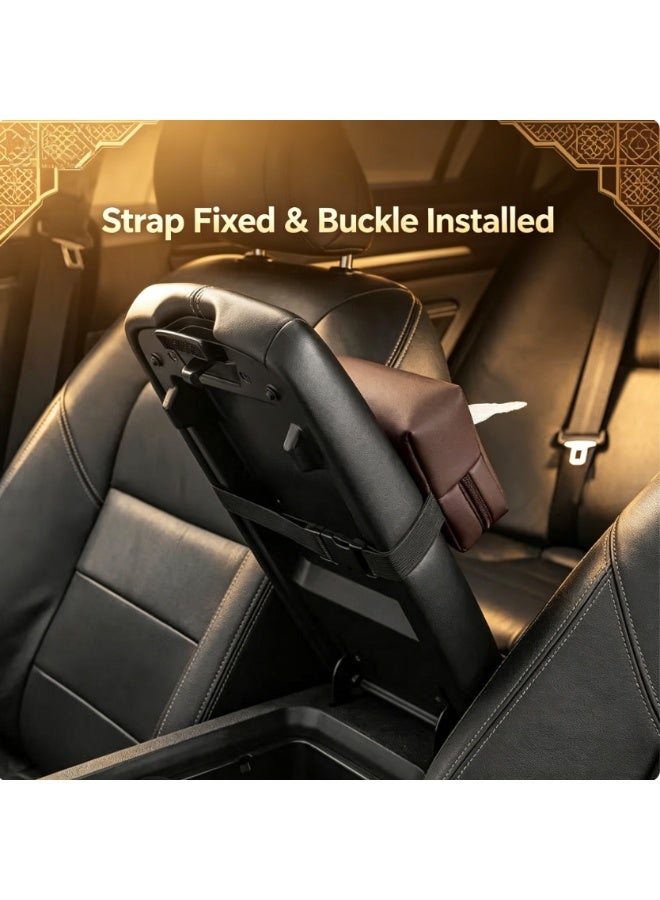 Car Tissue Holder, Car Armrest Box Tissue Holder, PU Leather Backseat Tissue Case Holder for Vehicle,Binding Napkin Paper Box,Automotive Interiorbeige（18cm*12cm*7.5cm） - Image 2