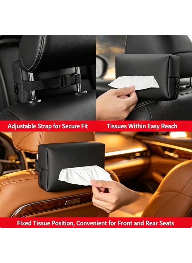 Car Tissue Holder, Car Armrest Box Tissue Holder, PU Leather Backseat Tissue Case Holder for Vehicle,Binding Napkin Paper Box,Automotive Interiorbeige（18cm*12cm*7.5cm） - Image 5