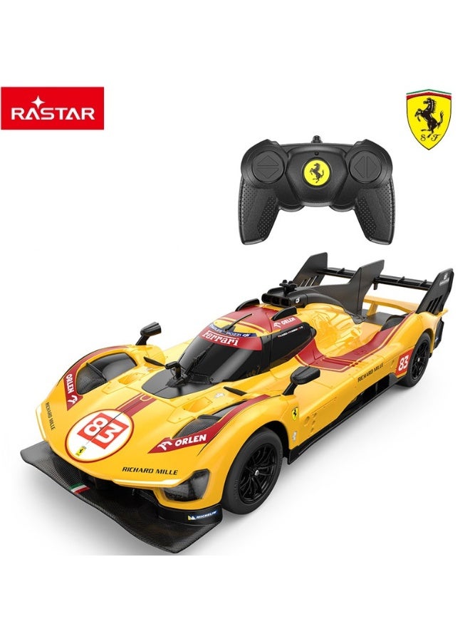 RASTAR راستر 1:24 فيراري 499P-N83 أصفر سيارة تحكم عن بعد، سيارة لعبة فيراري RC مرخصة رسميًا للأطفال - Image 1