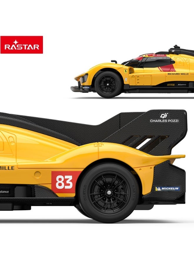 RASTAR راستر 1:24 فيراري 499P-N83 أصفر سيارة تحكم عن بعد، سيارة لعبة فيراري RC مرخصة رسميًا للأطفال - Image 4