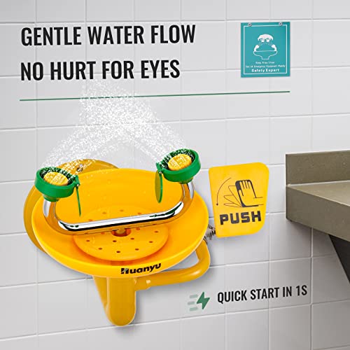 Huanyu Emergency Eye Wash Station Wall Mounted Eyewash Stations Safety First Aid Commercial Eye Washing with Sign for Factory Hospital (1305) - Image 5