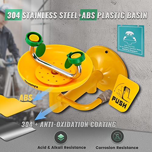 Huanyu Emergency Eye Wash Station Wall Mounted Eyewash Stations Safety First Aid Commercial Eye Washing with Sign for Factory Hospital (1305) - Image 2