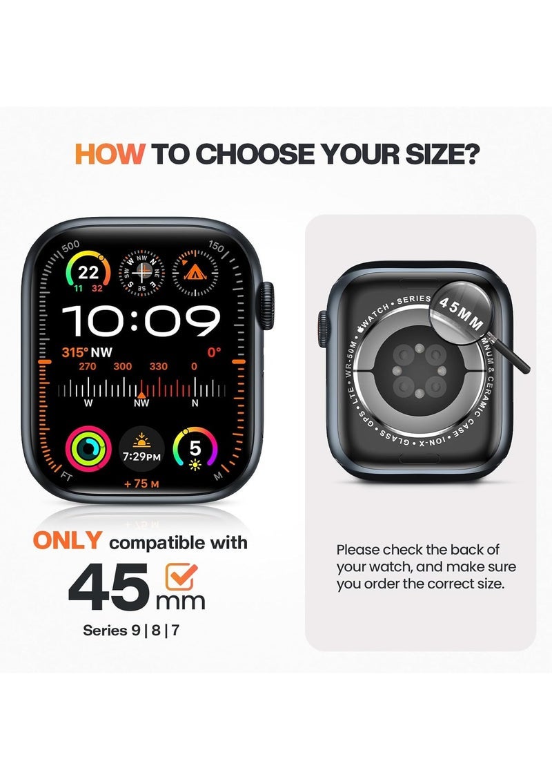 ELTRAZONE Waterproof Case for Apple Watch 45mm Series 9 8 7 – Clear Hard PC Bumper Cover with Built-In Tempered Glass Screen Protector – Full Protection Face Cover for iWatch 45 mm – Shockproof, Scratch-Resistant, Easy Snap-On Design  - Image 2