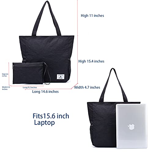ETidy Large Capacity Foldable Tote Bag With Zipper Water-resistant Sandproof Women Beach Bag Handbag Gym Bag Travel Shopping Bag(Gray) - Image 3
