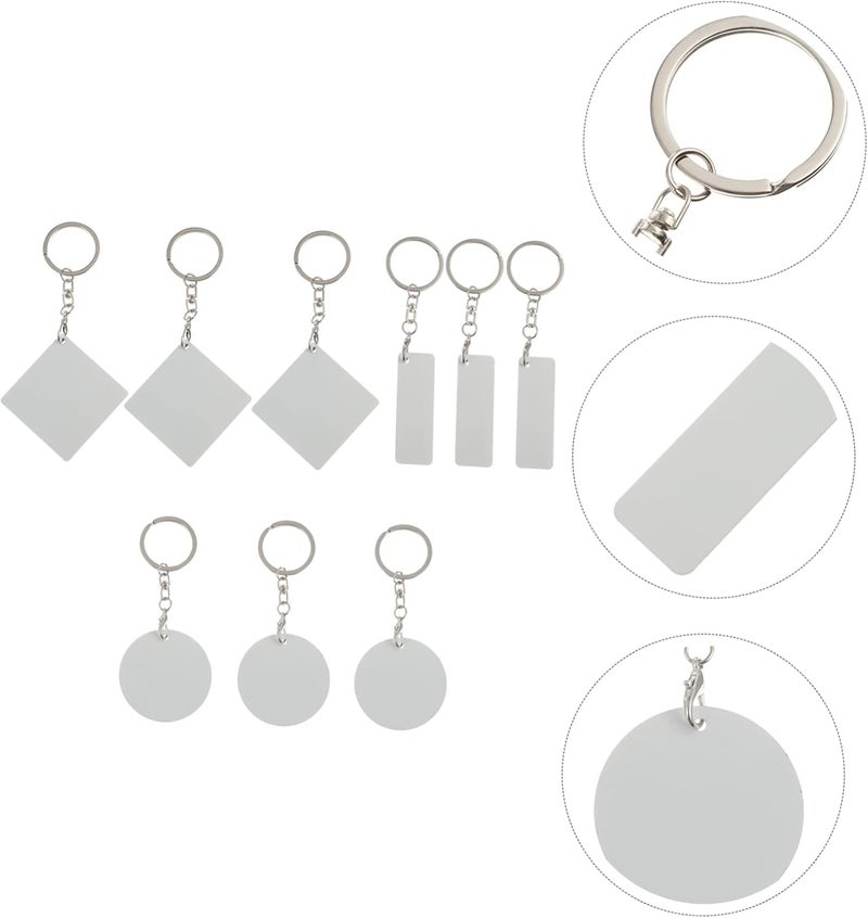 FOMIYES 9pcs Blank Keyring Metal Heat Transfer Keychains Diy Key Pendant Decor Keyring for Diy Keychains Bulk - Image 5