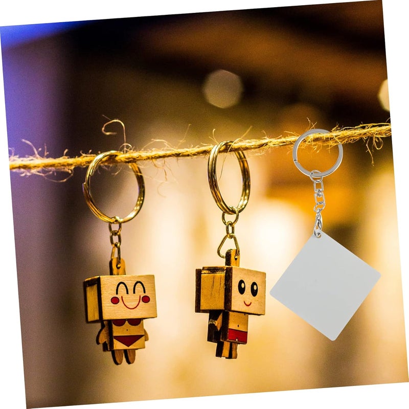 FOMIYES 9pcs Blank Keyring Metal Heat Transfer Keychains Diy Key Pendant Decor Keyring for Diy Keychains Bulk - Image 3