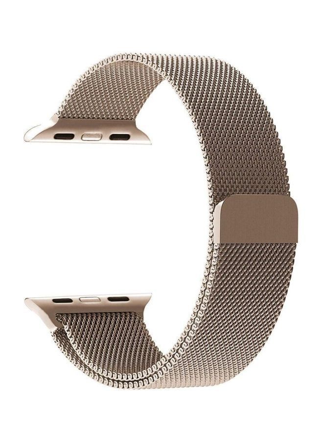 حزام بديل لساعة Apple Watch Series 5/6/7 42/44/45 ملم ذهبي فاتح - Image 1