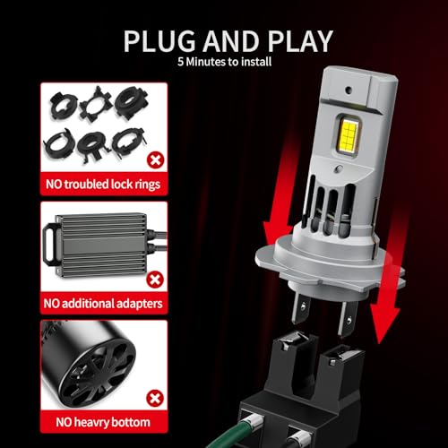FANTELI Latest 𝖧𝟩 Bulbs, 90,000LM 6500K White Super Bright, 1:1 Halogen Size, 6500K Cool White, No Adapter Required, Easy Install Non-Polarity Off Road Lights, Pack of 2 - Image 4