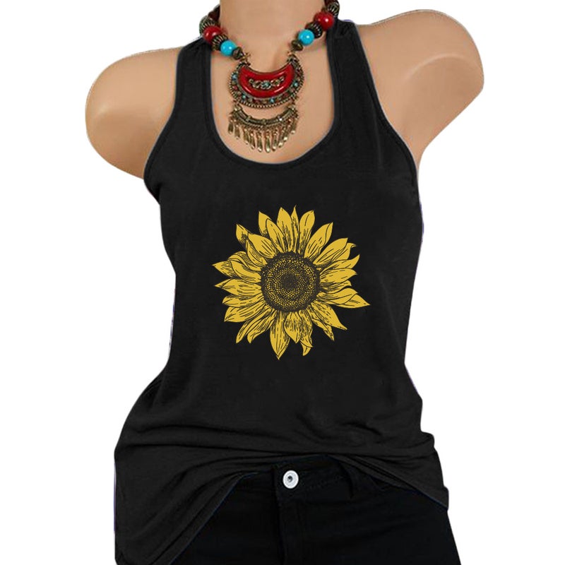 2020 Spring Cross Border T-Shirt Dark Sunflower Print Pattern Women's T-Shirt BX10590 - Image 3