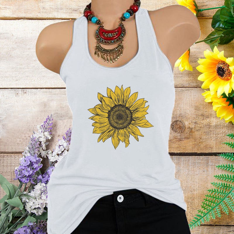 2020 Spring Cross Border T-Shirt Dark Sunflower Print Pattern Women's T-Shirt BX10590 - Image 2