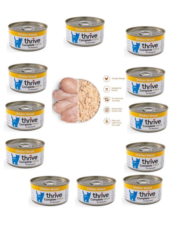 Thrive Complete Chicken Breast Wet Kitten Food, 12 x 75g Cans - Image 1