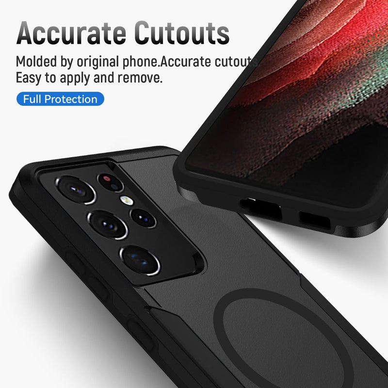 Teayoha for Samsung Galaxy S21 Ultra Case,[Compatible with Magsafe] [Military Grade Drop Tested] Shockproof Magnetic Tough Rugged Protective Phone Case -6.8 inch (Black) - Image 5