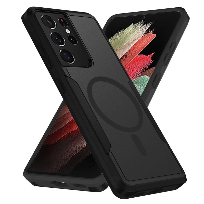 Teayoha for Samsung Galaxy S21 Ultra Case,[Compatible with Magsafe] [Military Grade Drop Tested] Shockproof Magnetic Tough Rugged Protective Phone Case -6.8 inch (Black) - Image 1