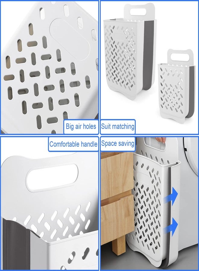 PRATIQUE Laundry Basket Hamper,Hanging Wall Collapsible Laundry with Handle,Space-Saving Foldable Storage Dirty Washer Organizer Bin Multi-function Container Waterproof Durable,Set of 2(XL&M) - Image 4