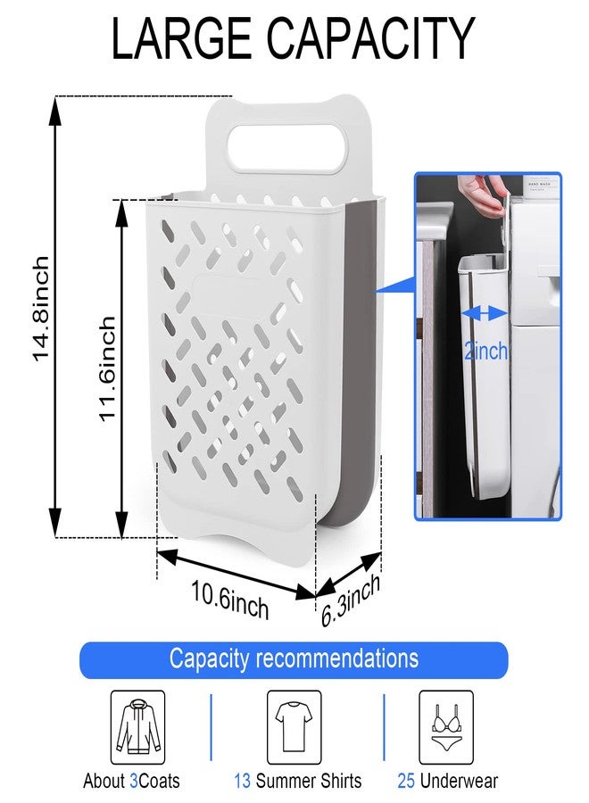 PRATIQUE Laundry Basket Hamper,Hanging Wall Collapsible Laundry with Handle,Space-Saving Foldable Storage Dirty Washer Organizer Bin Multi-function Container Waterproof Durable,Set of 2(XL&M) - Image 3