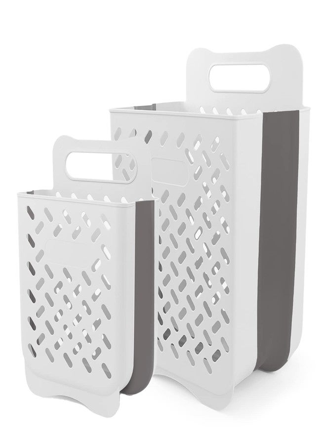 PRATIQUE Laundry Basket Hamper,Hanging Wall Collapsible Laundry with Handle,Space-Saving Foldable Storage Dirty Washer Organizer Bin Multi-function Container Waterproof Durable,Set of 2(XL&M) - Image 1
