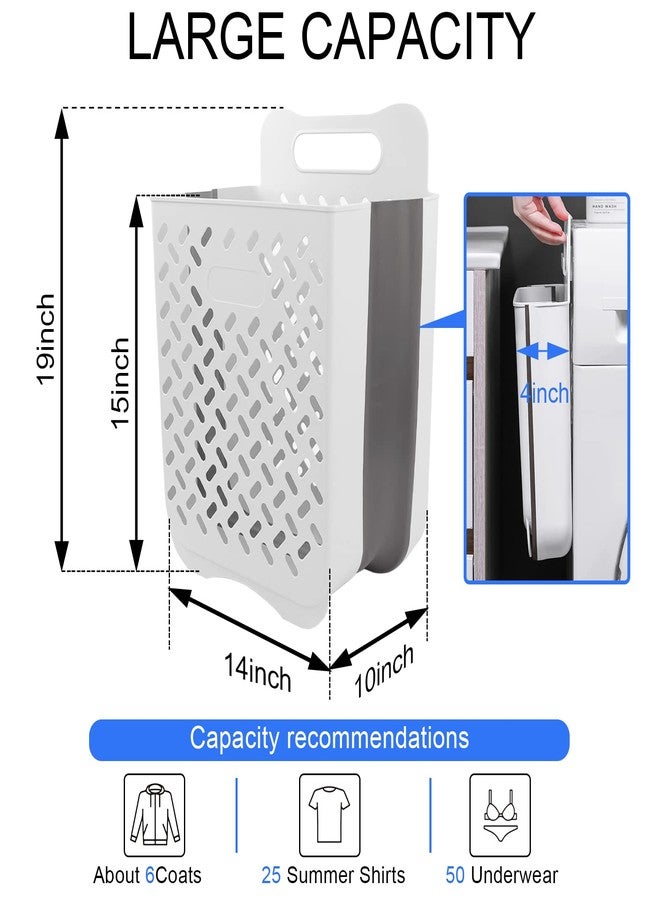 PRATIQUE Laundry Basket Hamper,Hanging Wall Collapsible Laundry with Handle,Space-Saving Foldable Storage Dirty Washer Organizer Bin Multi-function Container Waterproof Durable,Set of 2(XL&M) - Image 2