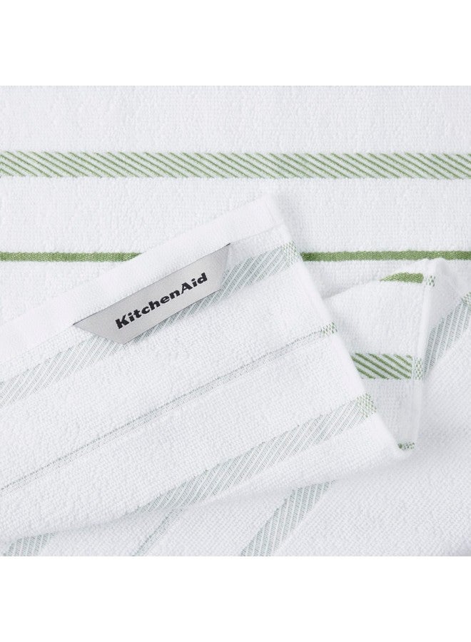 KitchenAid Albany Kitchen Towel 4-Pack Set, Matcha Green/White, 16"x26" - Image 3
