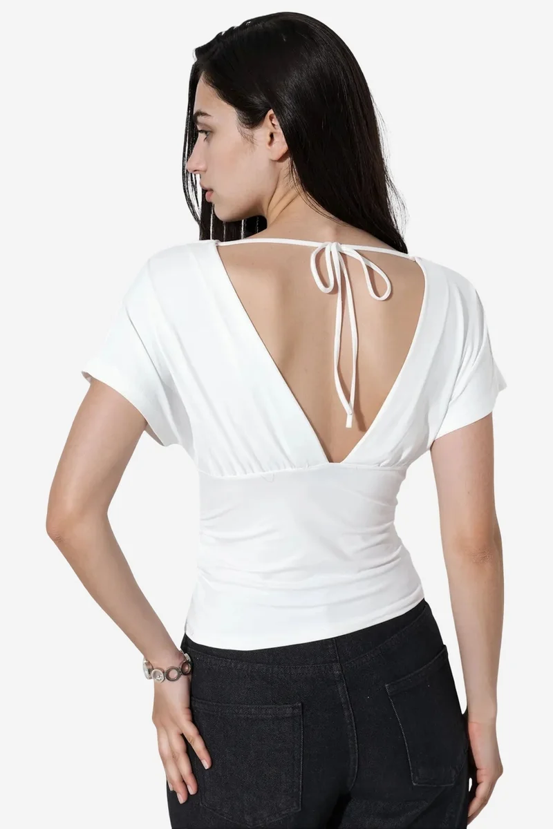 Busem BUSEM Fitted Crop Blouse With Tie Detail