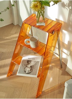 Merry Moments Three-Step Ladder Folding Ladder Multifunctional Ladder Transparent Folding Stool Library Foot Pedal Home Decor Non-Slip Acrylic  Yellow L44xW52xH63 cm  - Image 2