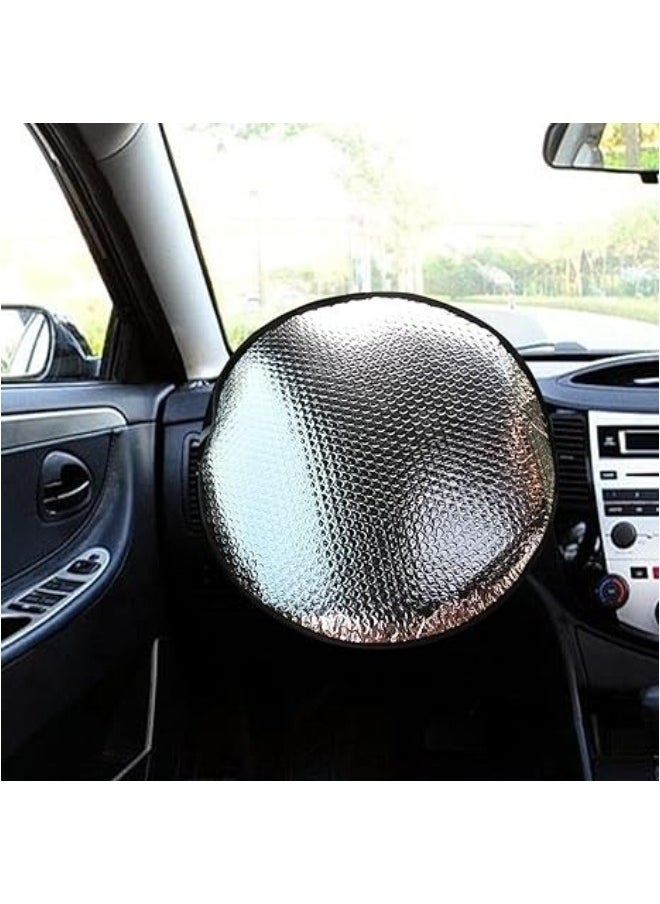 ShebSheb Car Steering Wheel Sun Shade Cover, Thickened Aluminum Foil Full Coverage Steering Wheel Cover, Sun Block Anti-Heat Steering Wheel Protector for Car Truck SUV Vang Wheel Covers - Image 1