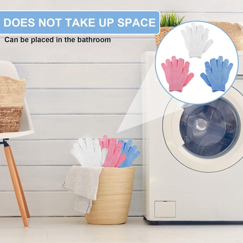 Fayby Exfoliating Bath Shower Gloves Mitt Shower Scrub Gloves Massage for Body Scrub Sponge Wash Dead Skin Remover Gloves (1 Pair_Multicolor) - Image 5