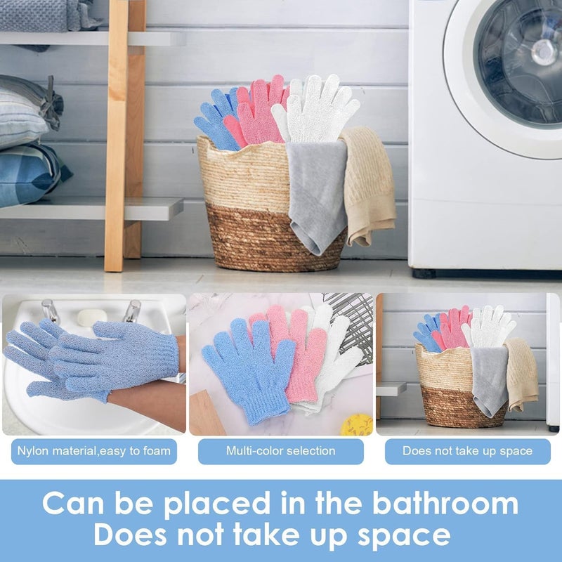 Fayby Exfoliating Bath Shower Gloves Mitt Shower Scrub Gloves Massage for Body Scrub Sponge Wash Dead Skin Remover Gloves (1 Pair_Multicolor) - Image 3