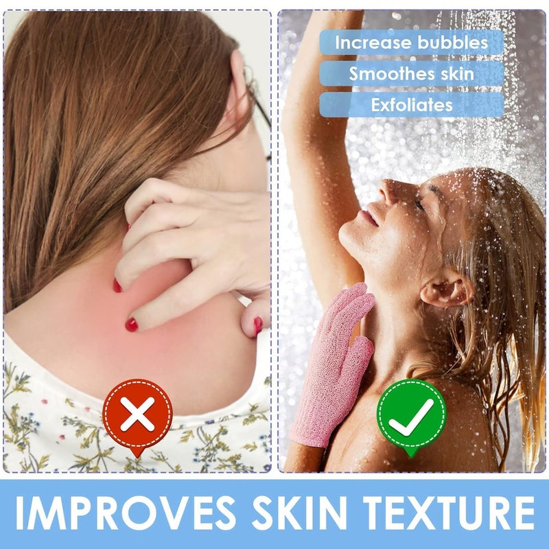 Fayby Exfoliating Bath Shower Gloves Mitt Shower Scrub Gloves Massage for Body Scrub Sponge Wash Dead Skin Remover Gloves (1 Pair_Multicolor) - Image 4