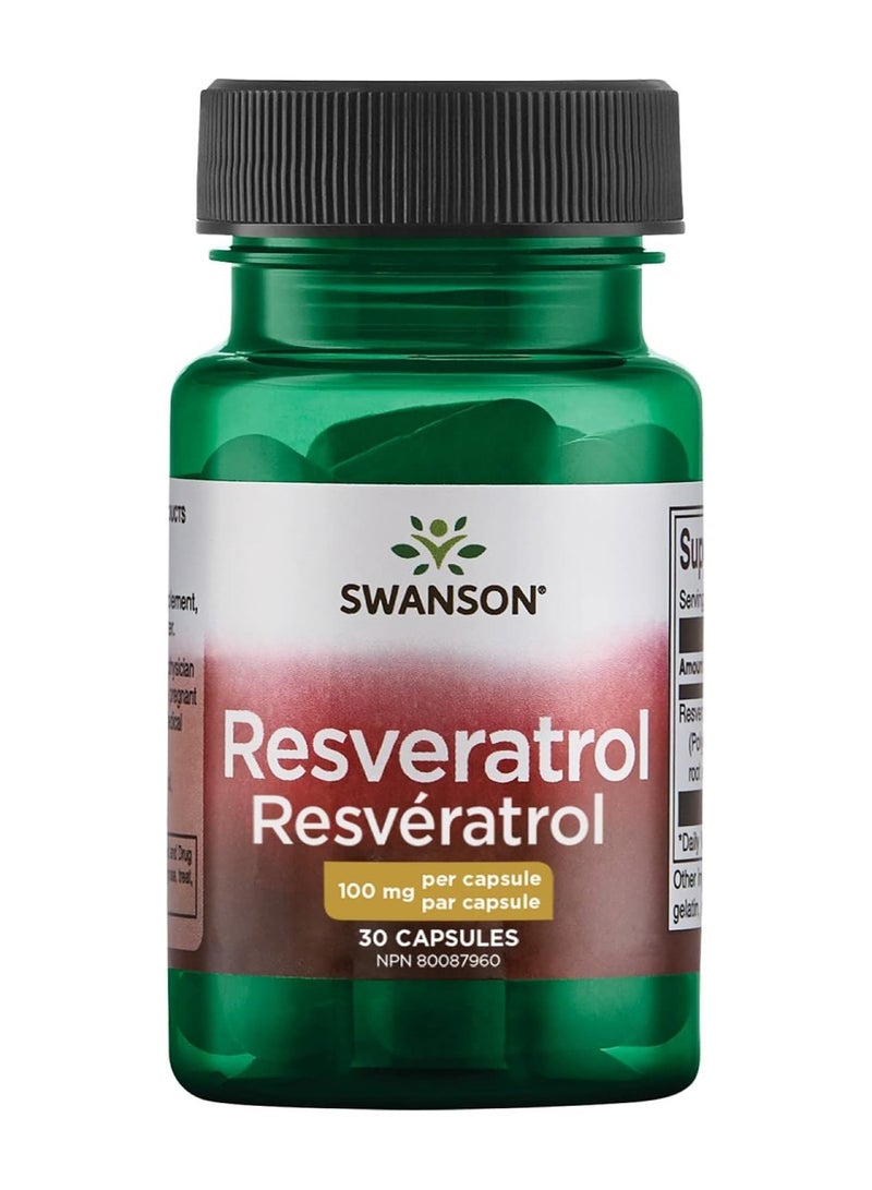 SWANSON Swanson Resveratrol Cardiovascular Health (100mg, 30 Capsules) 