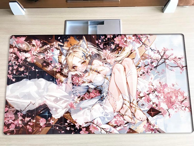 Mlikemat New Mlikemat Playmat Ash Blossom & Joyous Spring TCG CCG OCG Trading Card Game Mat with Zones + Free Bag (ZD039-771-A) - Image 2