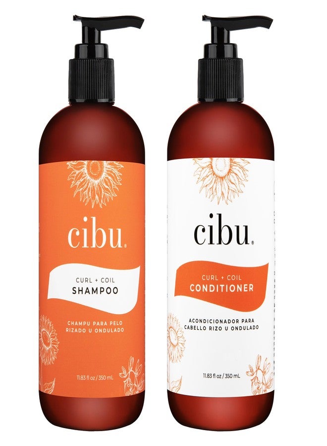 Cibu Curl + Coil Shampoo and Conditioner Bundle - Cleanses, Hydrates, and Preserves Natural Curl & Coil for Smooth, Manageable Hair - Sulfate-Free Curly Hair Shampoo and Conditioner Set, Pack of 2 - Image 1
