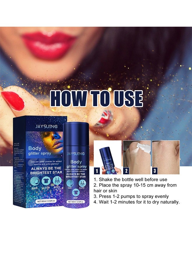 Jay Suing Sparkle Glitter Spray,Body Glitter Spray,Hair Glitter Spray,For Hair And Body Facial Glitter,Eye Glitter,Body Glitter,Carnival Glitter Holiday Accessories  - Image 4