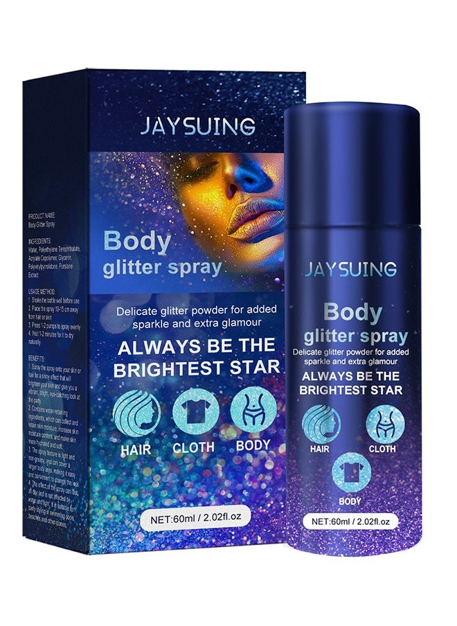 Jay Suing Sparkle Glitter Spray,Body Glitter Spray,Hair Glitter Spray,For Hair And Body Facial Glitter,Eye Glitter,Body Glitter,Carnival Glitter Holiday Accessories  - Image 1