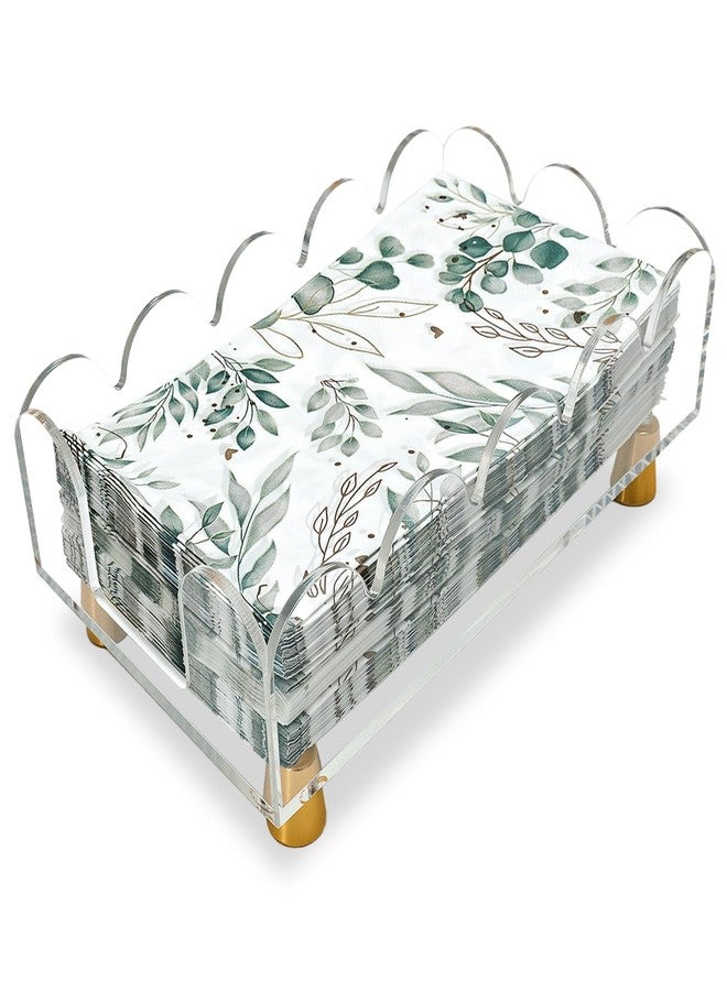 Primst Acrylic Napkin Holder - Scalloped Clear Guest Towel Holder, Disposable Napkins Tray for Bathroom, Weddings, Hotels & Home Decor - Image 1