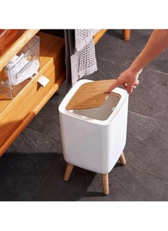 10L White Plastic Trash Can with Automatic Press Lid and Removable Legs, Square Design, Easy to Use, Compact, High Quality Materials, Multi Purpose, Ideal for Home, Office, Dorm