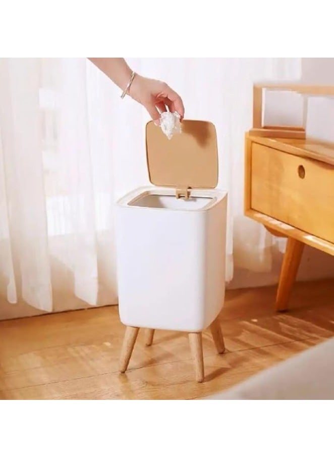 Generic - 10L White Plastic Trash Can with Automatic Press Lid and Removable Legs, Square Design, Easy to Use, Compact, High Quality Materials, Multi Purpose, Ideal for Home, Office, Dorm - Image 1