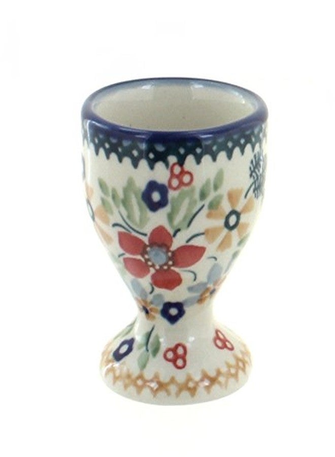 Blue Rose Pottery Blue Rose Polish Pottery - Red Daisy Egg Cup - 2.5" Tall - Durable Stoneware Cups for Soft or Hard Boiled Eggs - Image 1