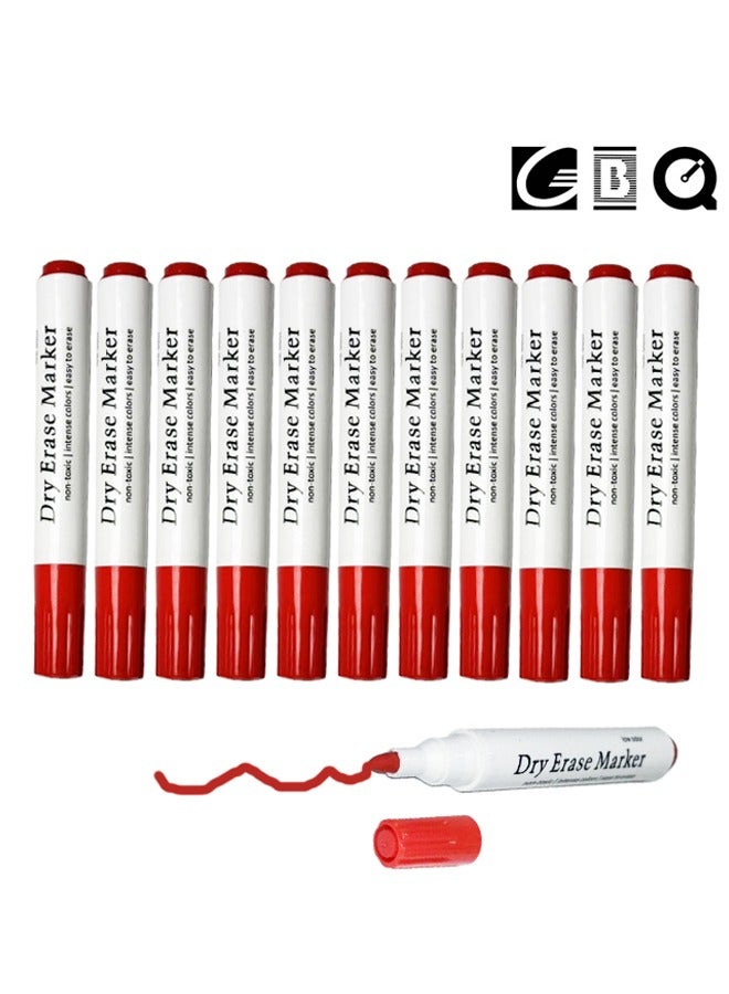 GBQ 12PCS Whiteboard Erasable Marker Set Red - Image 1