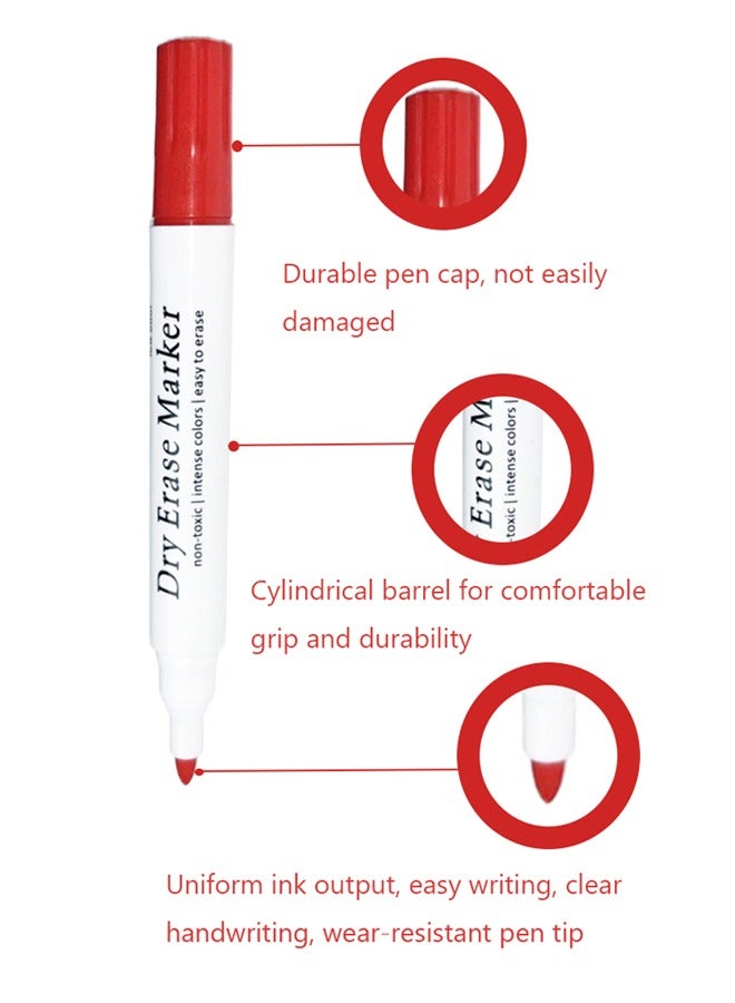 GBQ 12PCS Whiteboard Erasable Marker Set Red - Image 3