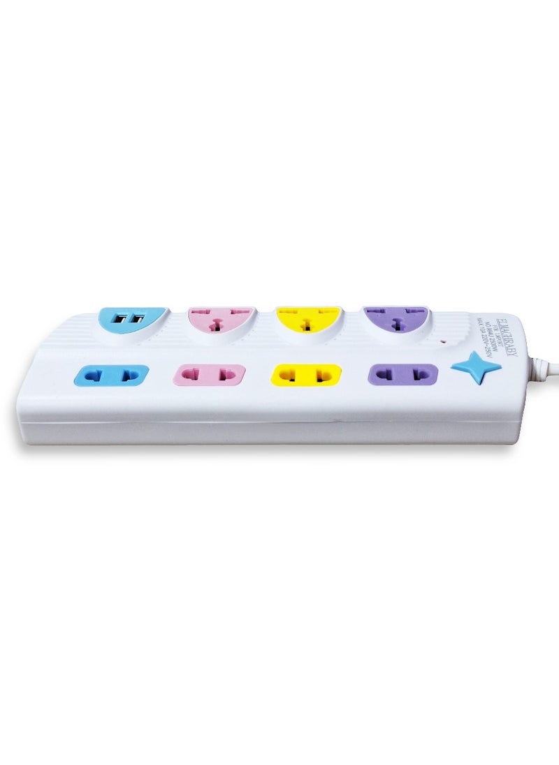 Generic - Electric Power strip - 2500 watt, 10 A/220-250V , with 7 Outlet , 1.5M cable , 2 Port USB and  for Laptop, PC, MacBook , Home and Office Electrical appliances and Mobile charger - Image 1