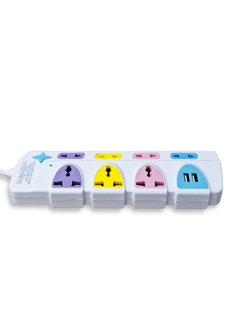 Generic - Electric Power strip - 2500 watt, 10 A/220-250V , with 7 Outlet , 1.5M cable , 2 Port USB and  for Laptop, PC, MacBook , Home and Office Electrical appliances and Mobile charger - Image 1